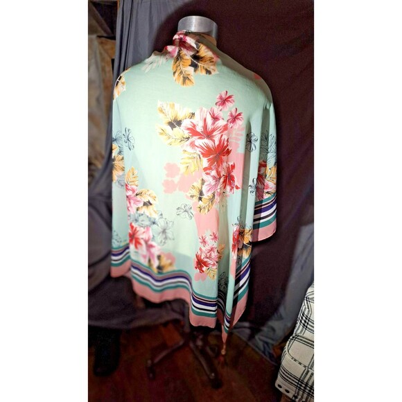 Express Womens Open Front Cardigan Top One Size Green Floral - Picture 3 of 6